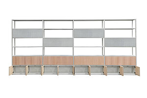 Regalwand / Schrankwand / Ondarreta 'Dry' / 522 x 35 cm / birke/grau