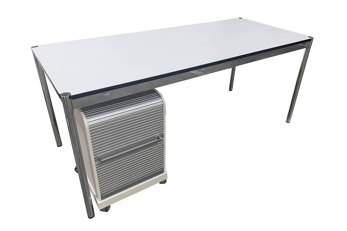 Arbeitsplatz-Set: Schreibtisch USM Haller 175 x 75 cm + Rollcontainer vitra 'Ad Hoc Follow Me 1'