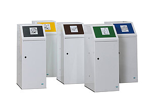 Mülltrennsystem / Wertstoffsammler / VAR Sorting 'WSG 69' / 5 x 90L / Stahlblech verzinkt / weiß