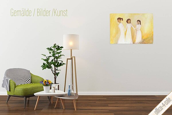 Acrylgemälde '3 Frauen in weiß' von Ulrike Strastil von Strassenheim, 70 x 100 cm