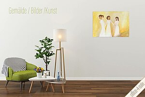 Acrylgemälde '3 Frauen in weiß' von Ulrike Strastil von Strassenheim, 70 x 100 cm