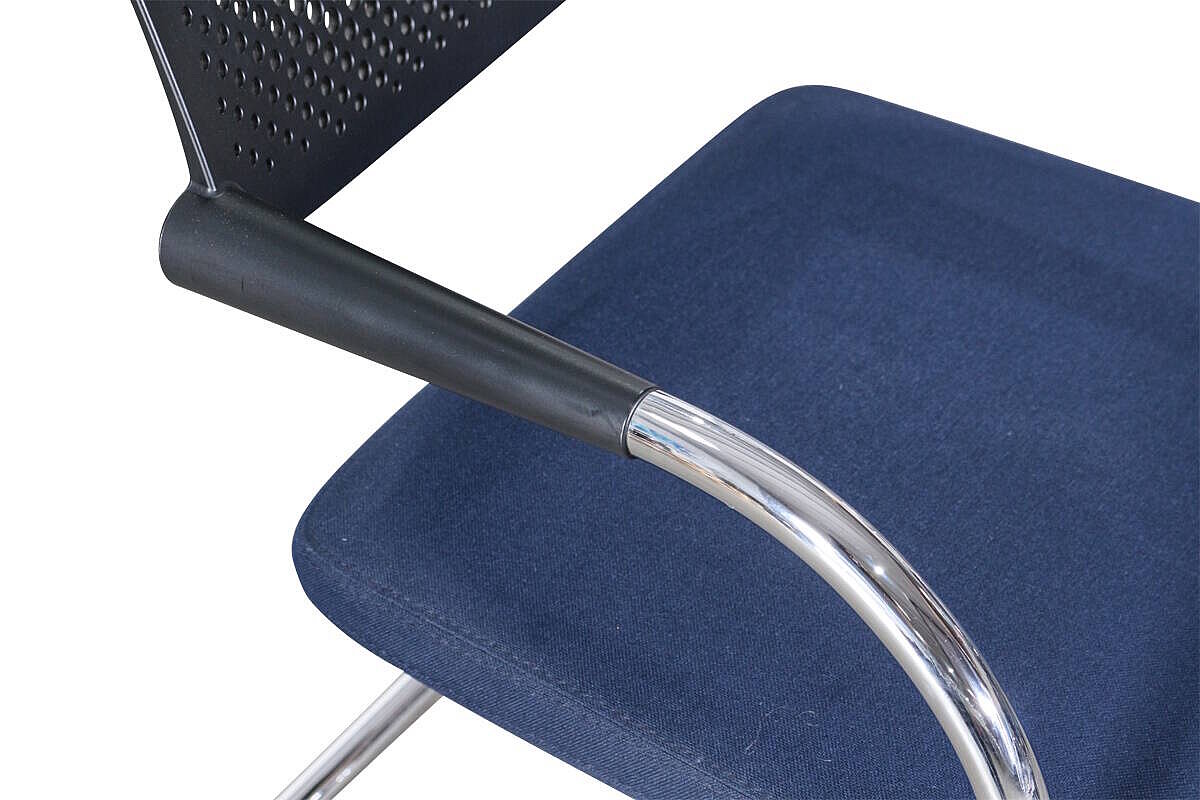 Freischwinger / Stapelstuhl / vitra 'Visavis 2' / Kunststoffrücken / Sitz blau