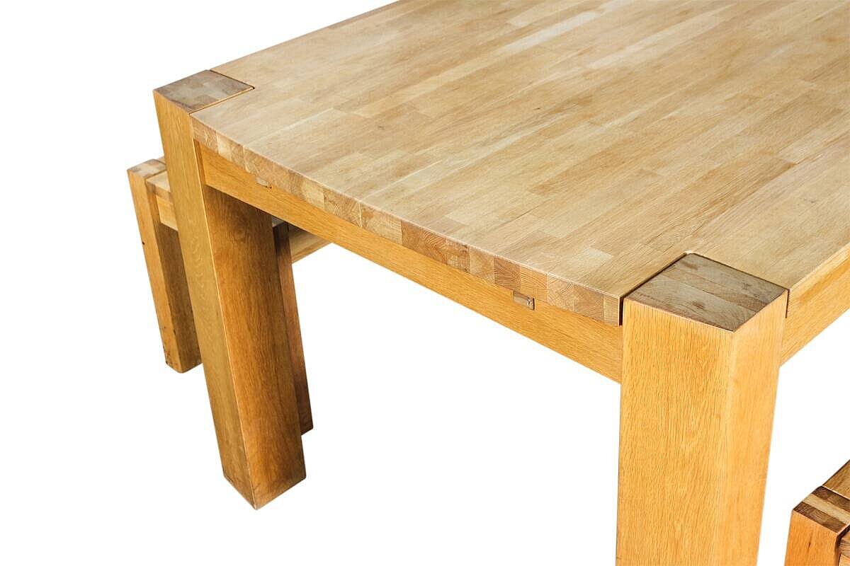 3-tlg. Set / UNIQUE LIVING FURNITURE / eiche / Tisch 200 x 100 cm / 2 Sitzbänke