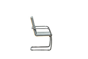 Freischwinger / Thonet 'S 61' / Leder grau / Holzrücken / stapelbar