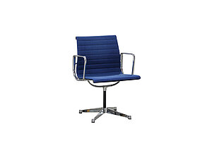 Konferenzstuhl / Herman Miller 'Aluminium Chair EA 107' / Hopsak blau