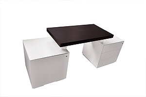 Stauraumelement / Standcontainer / Walter Knoll 'Headoffice Mono' / weiß / Verbindungsplatte eiche gebeizt