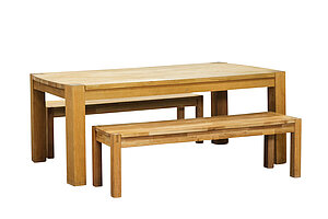 3-tlg. Set / UNIQUE LIVING FURNITURE / eiche / Tisch 200 x 100 cm / 2 Sitzbänke