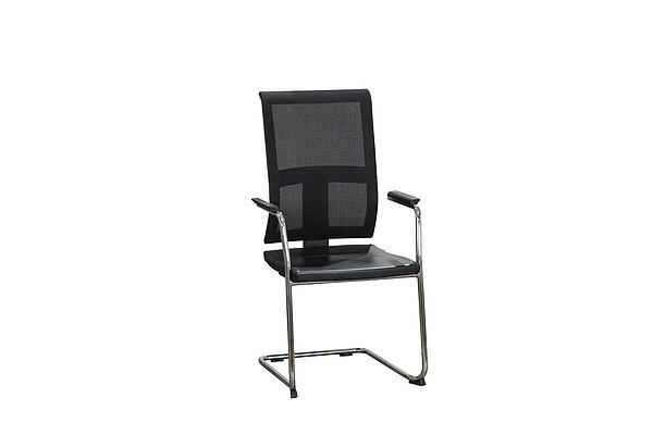 Freischwinger / bejot / Netzrücken / Sitz Kunstleder / schwarz / stapelbar