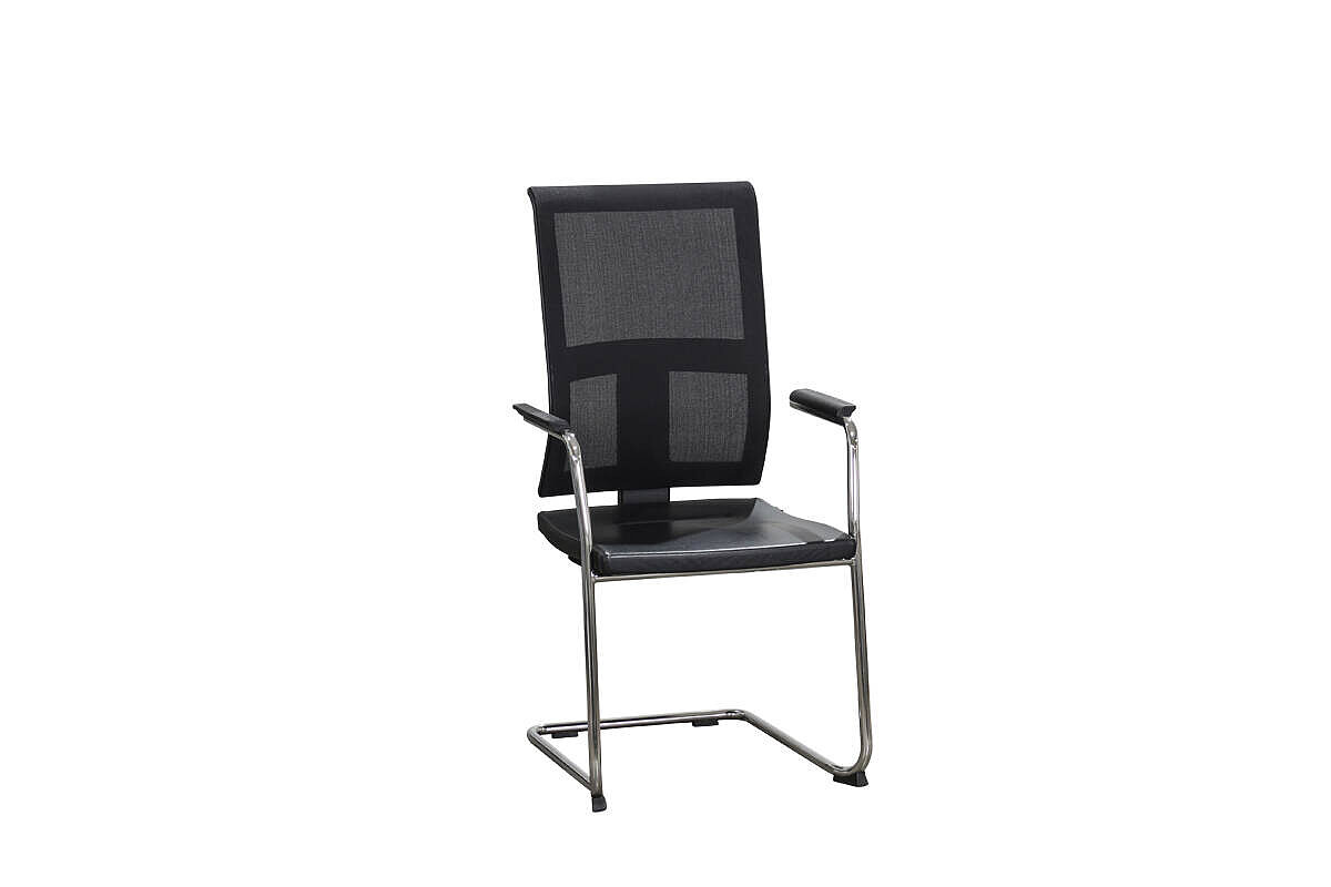Freischwinger / bejot / Netzrücken / Sitz Kunstleder / schwarz / stapelbar
