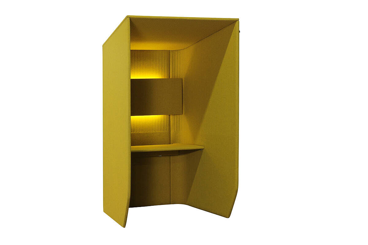 Akustische Telefonzelle / Telefonbox / BuzziSpace 'BuzziBooth Single' / senfgelb