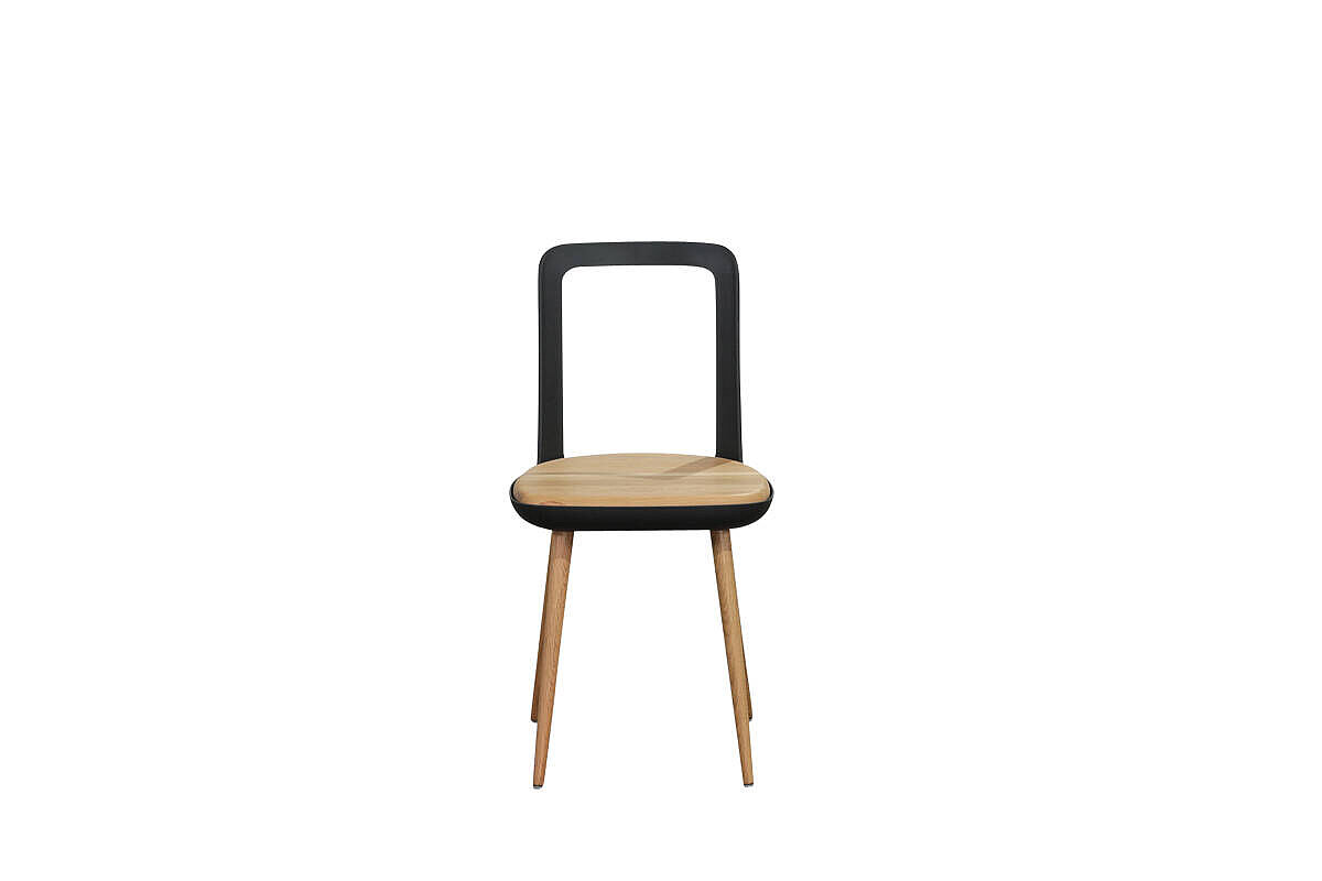 4er Set Besucherstuhl / Wagner 'W-2020 Chair' / eiche geölt / Sitzschale/Rückenlehne schwarz / NP 1788 EUR
