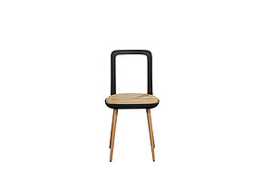 4er Set Besucherstuhl / Wagner 'W-2020 Chair' / eiche geölt / Sitzschale/Rückenlehne schwarz / NP 1788 EUR