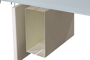 3-tlg. Chef-Arbeitsplatz / Walter Knoll / Schreibtisch weiß/Glasplatte / Stauraum weiß