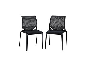 Besucherstuhl / Vitra 'MedaSlim' / Netzrücken / schwarz / stapelbar