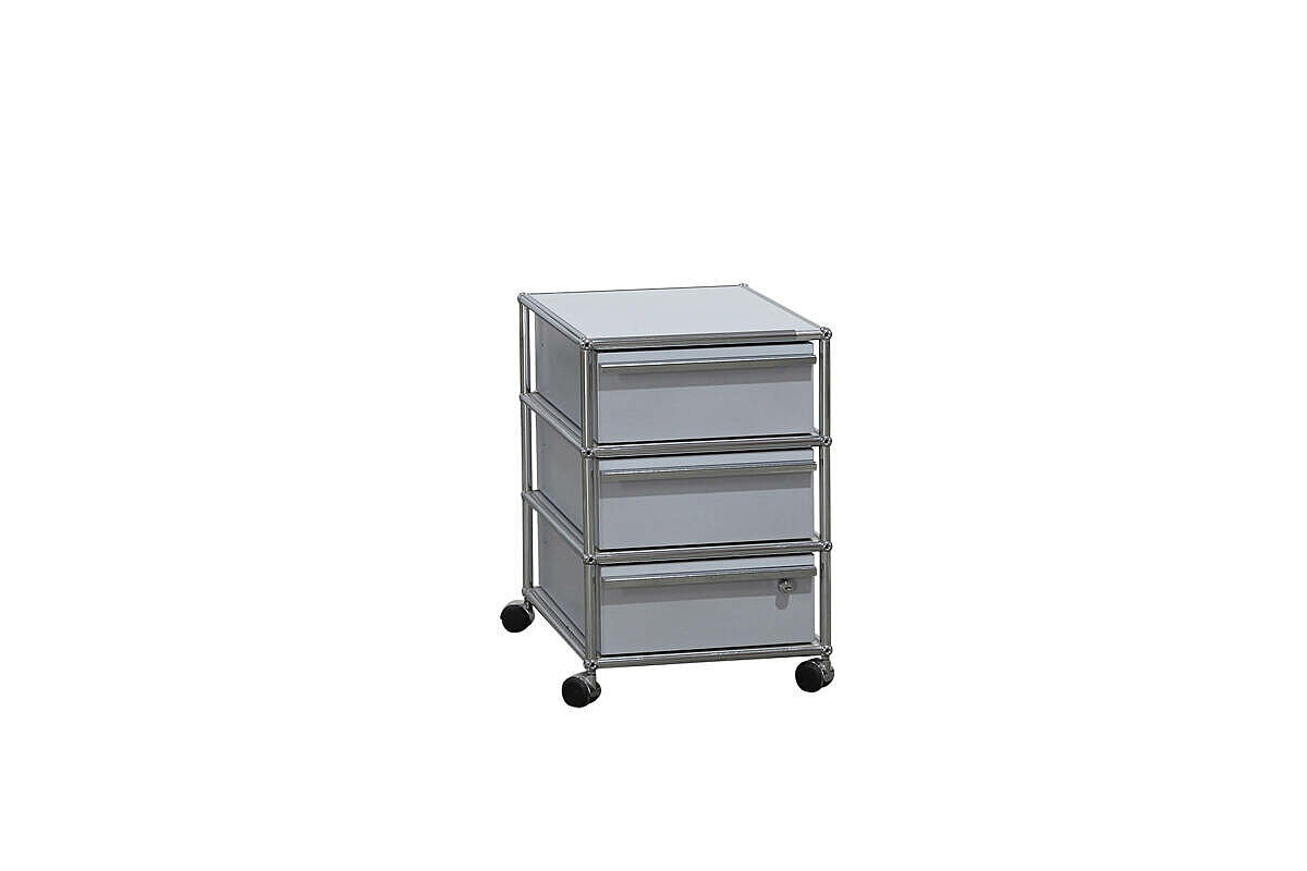 Rollcontainer / USM Haller / 3 Schubladen / mattsilber