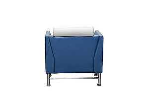 Loungesessel / Knoll International 'Eastside' / Design: Ettore Sottsass / weiß-blau-braun