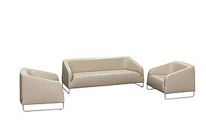 3-tlg. Loungeset / Artifort 'Diva' / Leder beige / 1 x Sofa / 2 x Sessel