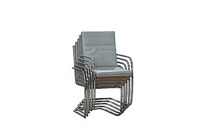 Freischwinger / Thonet 'S 61' / Leder grau / Holzrücken / stapelbar