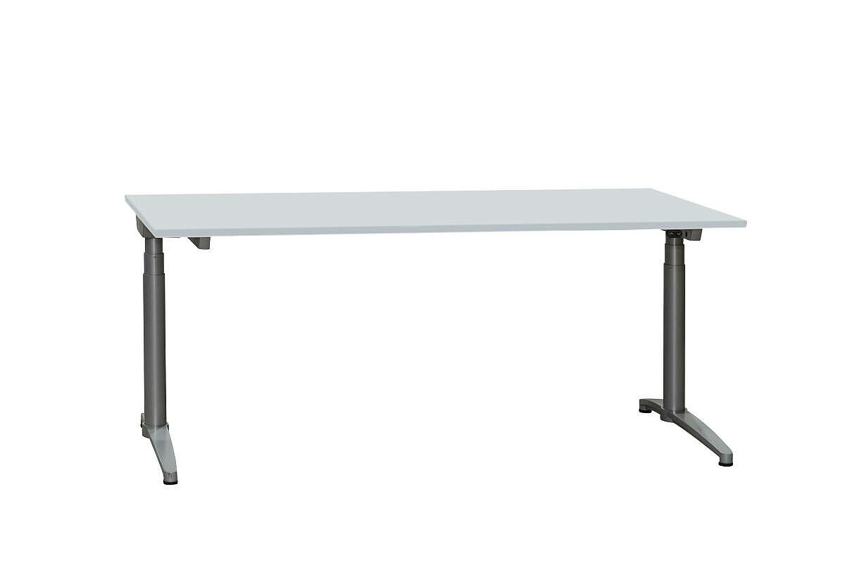 Steh-Sitz-Schreibtisch / Assmann 'Canvaro' / 180 x 80 cm / grau