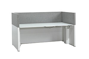Steh-Sitz-Schreibtisch / Vario 'Conclusion' / 200 x 95 cm / Memory Display / Einhausung