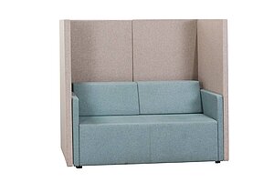 Loungesofa / König & Neurath 'NET.WORK.PLACE' / 2-Sitzer trkis / Trennwände hellbraun