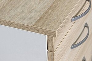 Rollcontainer / Kinnarps 'Ordemo' / weiß / Abdeckplatte/Schubladen graueiche / 80 cm