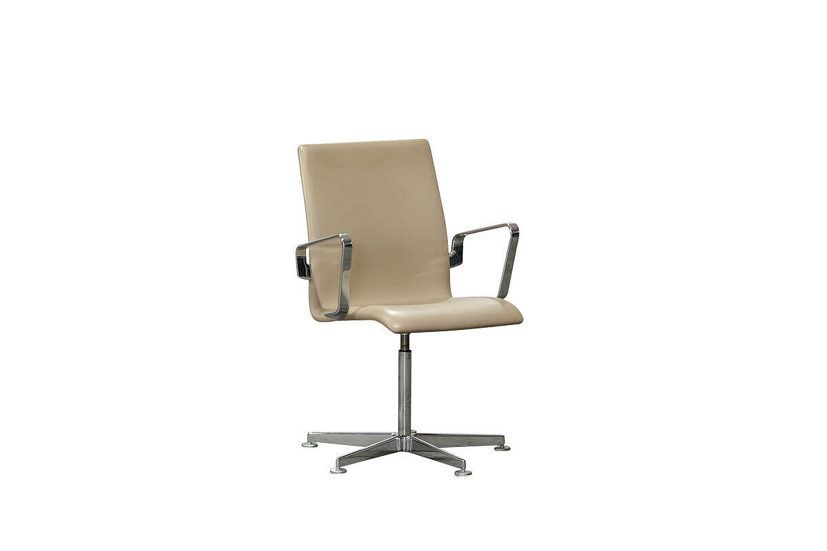 Konferenzstuhl / Fritz Hansen 'OXFORD' / Leder beige / Ringarmlehnen - NP 2998 EUR