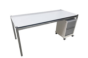 Arbeitsplatz-Set: Schreibtisch USM Haller 175 x 75 cm + Rollcontainer vitra 'Ad Hoc Follow Me 1'
