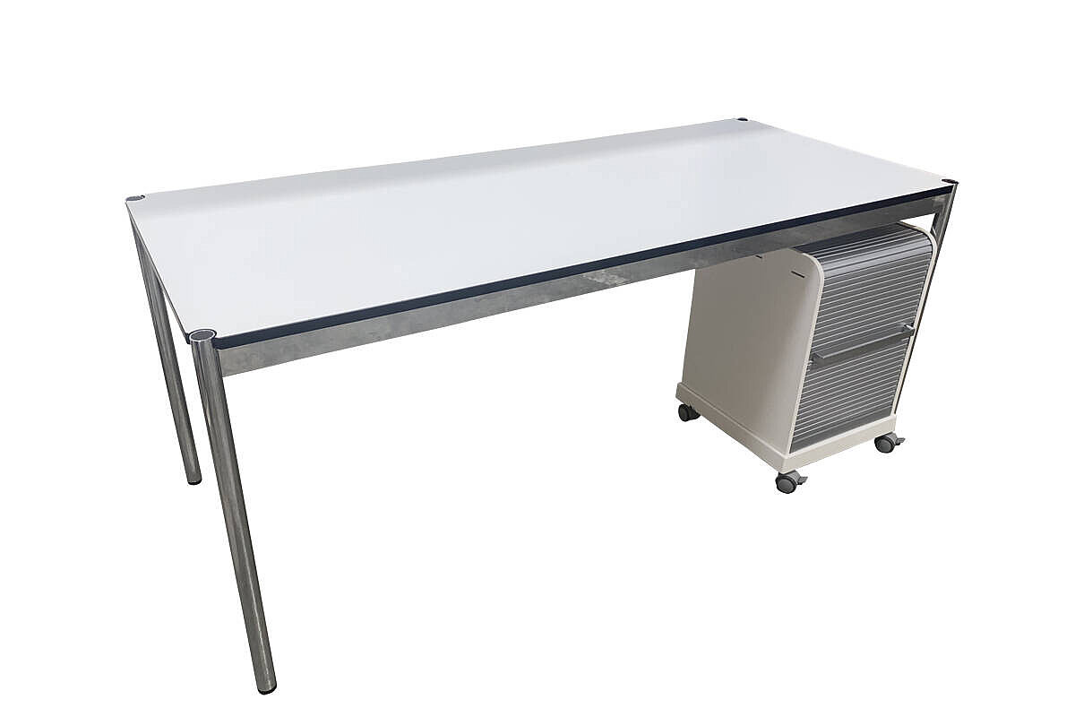 Arbeitsplatz-Set: Schreibtisch USM Haller 175 x 75 cm + Rollcontainer vitra 'Ad Hoc Follow Me 1'