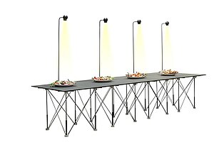 Ausstellungstisch / Packtisch / mobil einsetzbar / klappbar / schwarz / inkl. LED-Beleuchtung / inkl. Transportbox