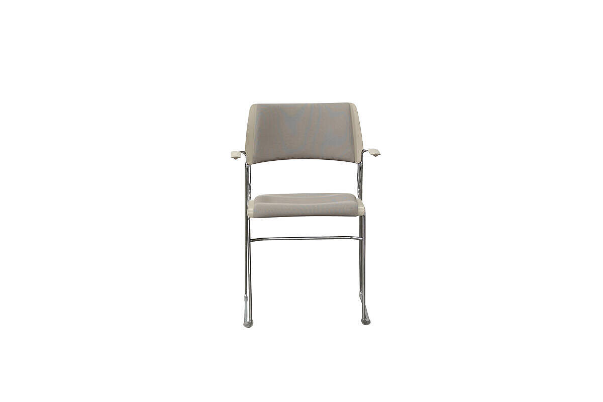 Konferenzstuhl / Stapelstuhl / AKABA 'ADOS' / Stoff beige / Kufengestell chrom