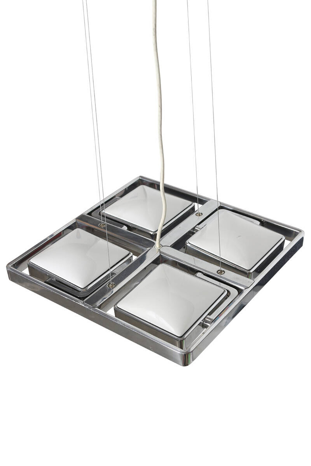 Hängeleuchte / Tobias Grau 'Studio Quattro' / Aluminium poliert / weiß