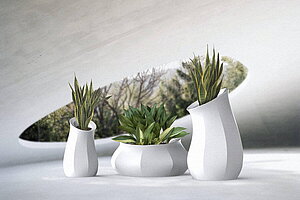 Beton-Blumenkübel 'Triptik' in der Ausführung 'Triptik 4' in mittelgrau - Design: Sacha Lakic