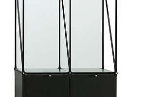 Stauraummöbel / System 180 / schwarz / 2 Ordnerhöhen / Whiteboard