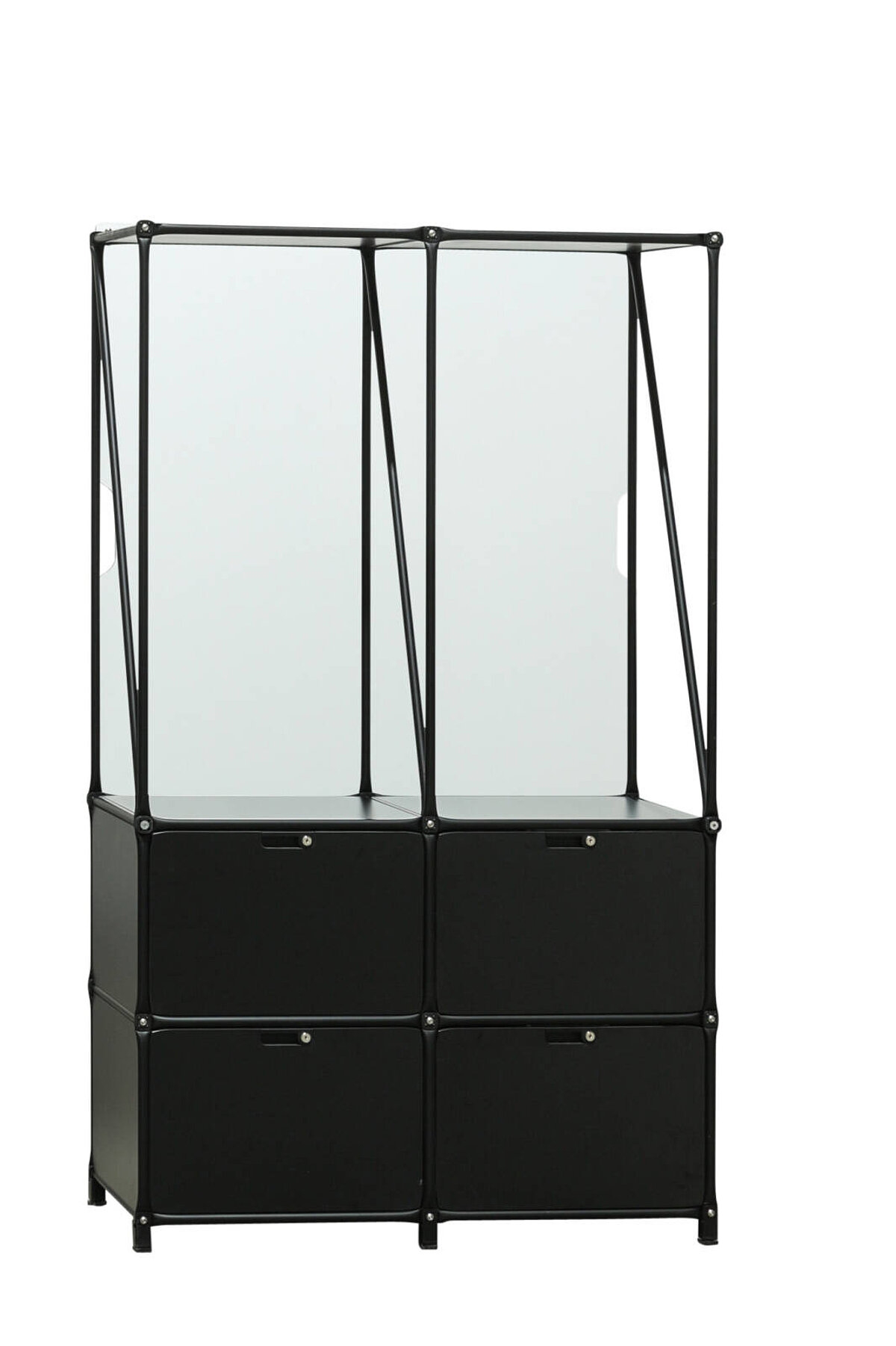 Stauraummöbel / System 180 / schwarz / 2 Ordnerhöhen / Whiteboard