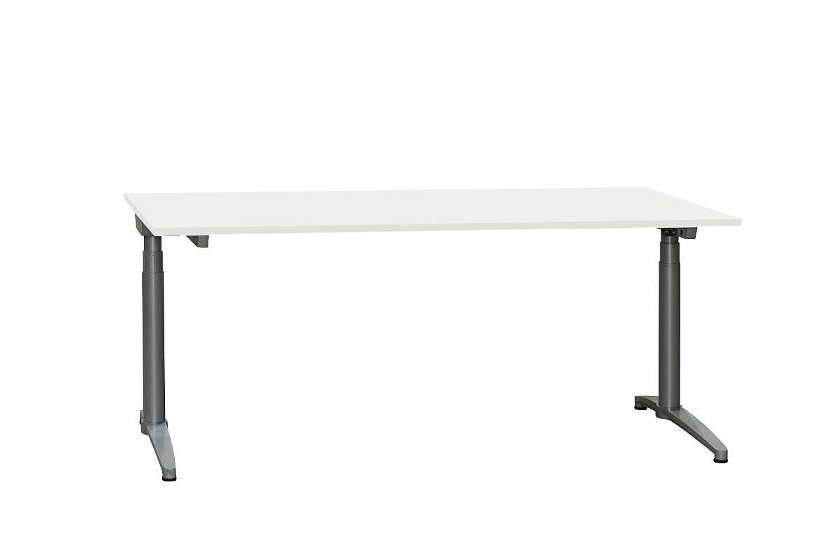 Steh-Sitz-Schreibtisch / Assmann 'Canvaro' / 180 x 80 cm / weiß