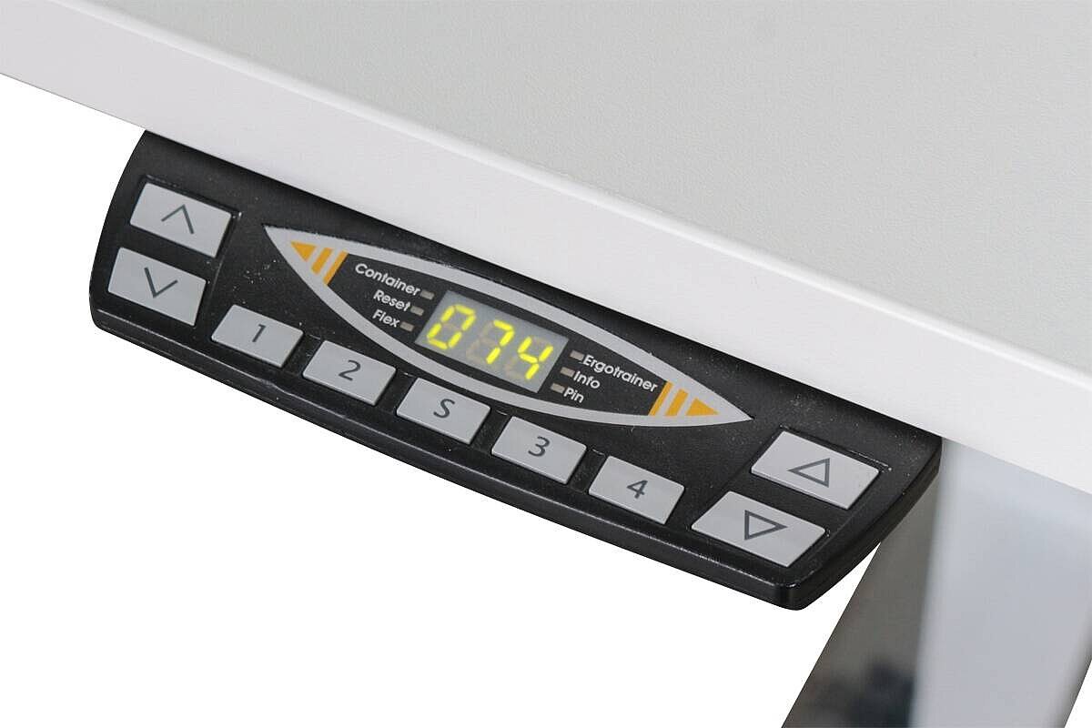 Steh-Sitz-Schreibtisch / Walter Knoll 'Exec-V Desk' / Memory Display / weiß / 200 x 100 cm
