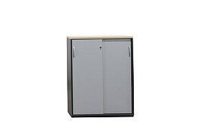 Sideboard / MBT / anthrazit / Abdeckplatte ahorn / Schiebetüren silbergrau / 90 cm