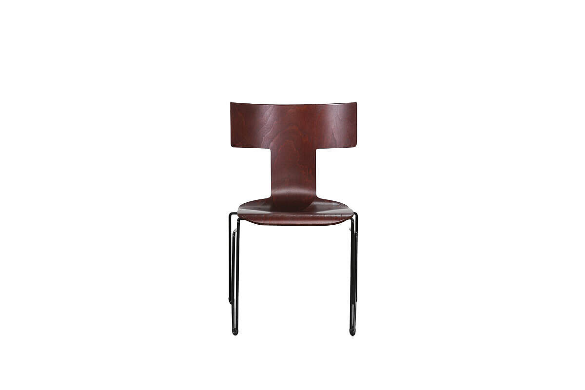 Stapelstuhl / Donghia 'Anziano' / Vintage / T-förmige Rückenlehne / Holz