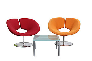2er Set Loungesessel / Artifort 'APOLLO' / rot/orange / NP 5400 EUR