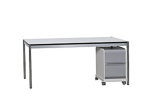 Arbeitsplatz-Set: Schreibtisch USM Haller 175 x 75 cm + Rollcontainer vitra 'Ad Hoc Follow Me 1'