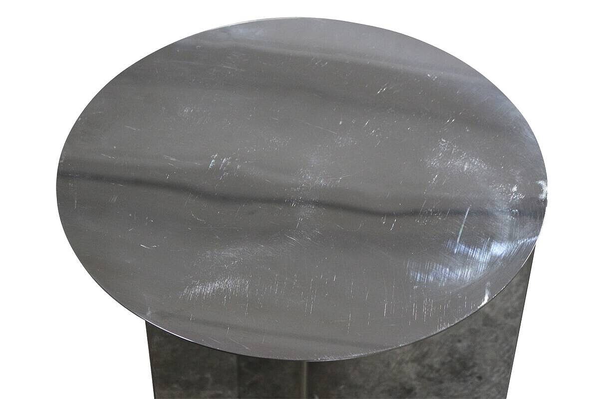 Beistelltisch / HAY 'Slit Table Round' / spiegelpoliert silber