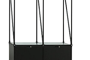 Stauraummöbel / System 180 / schwarz / 2 Ordnerhöhen / Whiteboard