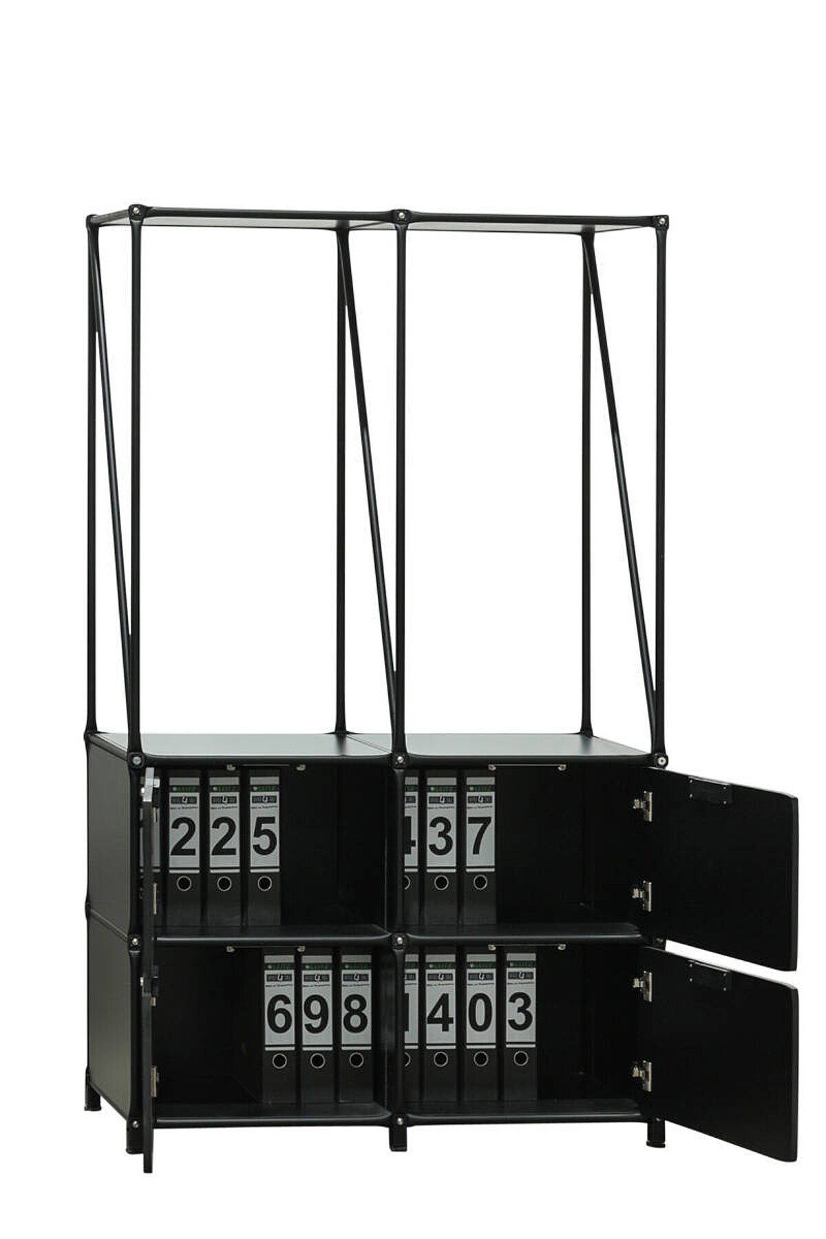 Stauraummöbel / System 180 / schwarz / 2 Ordnerhöhen / Whiteboard