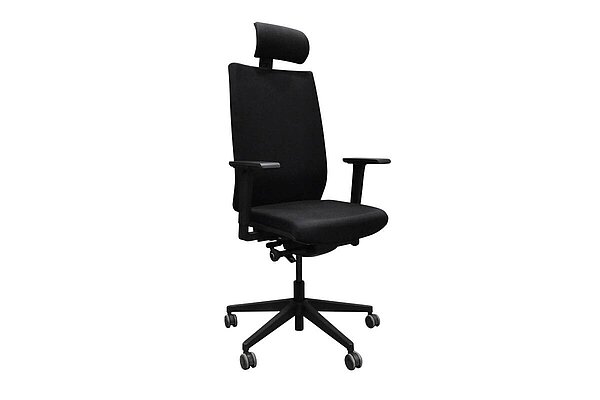 Bürodrehstuhl / Viasit 'F1' / Kopfstütze / Polsterrücken / schwarz / schmales Fußkreuz