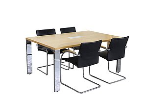 Besprechungstisch / Haworth / eiche hell / 160 x 100 cm / Turnbox mittig / 3 x Schuko, 2 x RJ