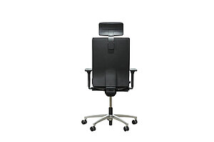 Bürodrehstuhl / Dauphin '@Just' / Kopfstütze / schwarz / antibakterielle Armauflagen / Hartbodenrollen