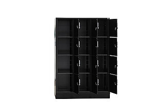 Stahl-Fächerschrank / C+P 'S 3000 Evolo' / schwarz / 12 Fächer / Digitales Zahlenschloß