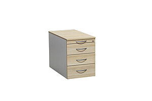 Rollcontainer / Kinnarps 'Ordemo' / weiß / Abdeckplatte/Schubladen graueiche / 80 cm