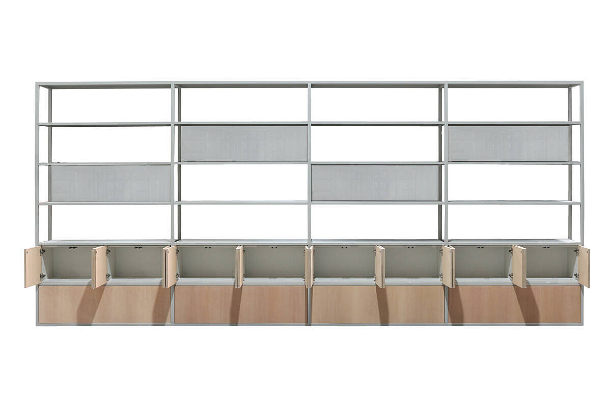 Regalwand / Schrankwand / Ondarreta 'Dry' / 522 x 35 cm / birke/grau